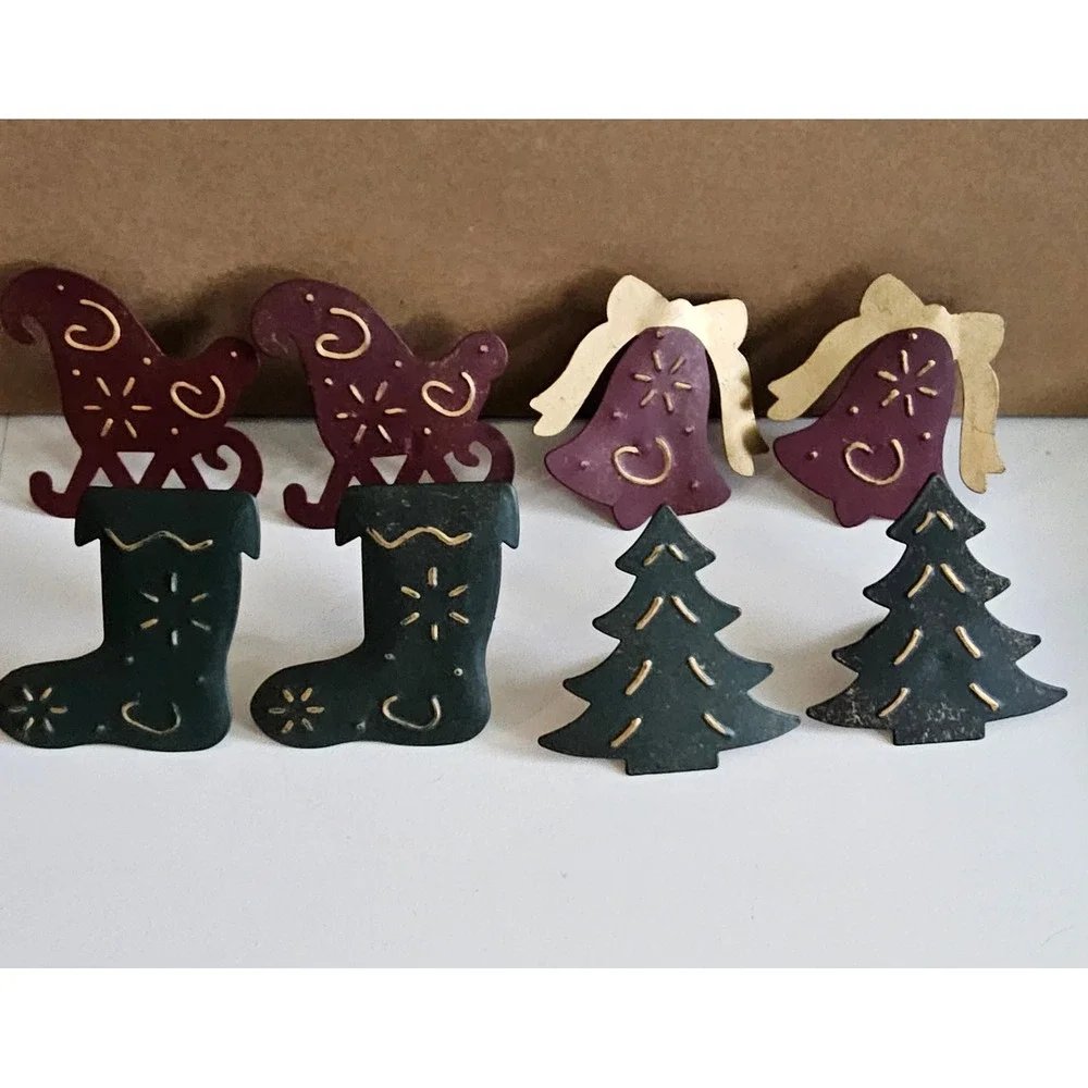 Vintage Christmas Napkin Ring Holders Set 8 Sleigh Bell Holiday‎ Decor Rustic